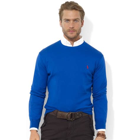 royal blue crew neck sweater.